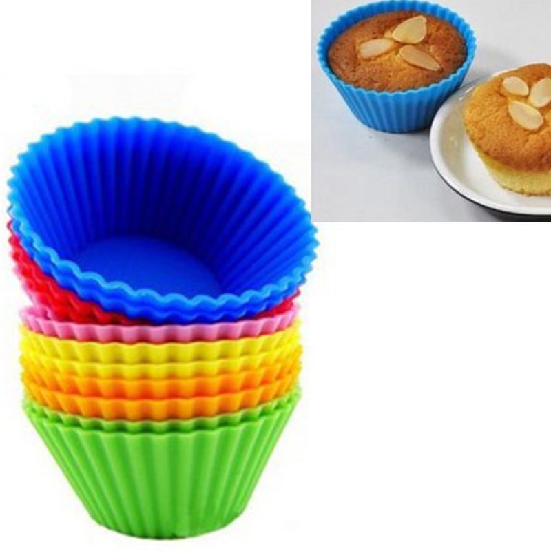 Set 12 Khuôn Silicone Làm Bánh Cupcake / Muffin / Socola Hình Tròn