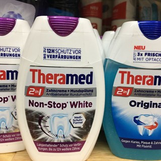 KEM ĐÁNH RĂNG THERAMED 2IN1 ĐỨC 75ML (ORIGINAL VÀ NON -STOP WHITE).