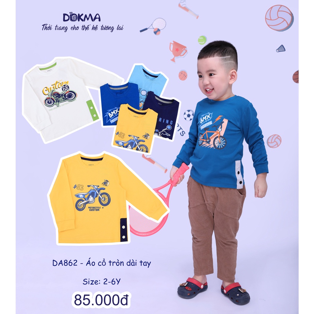 2-6Y Áo cổ tròn dài tay bé trai Dokma DA862