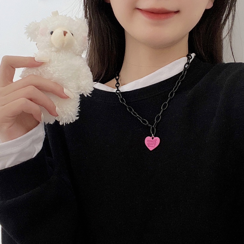 Vòng cổ Acrylic Mặt Trái Tim Phong Cách Hip Hop Harajuku Cá Tính