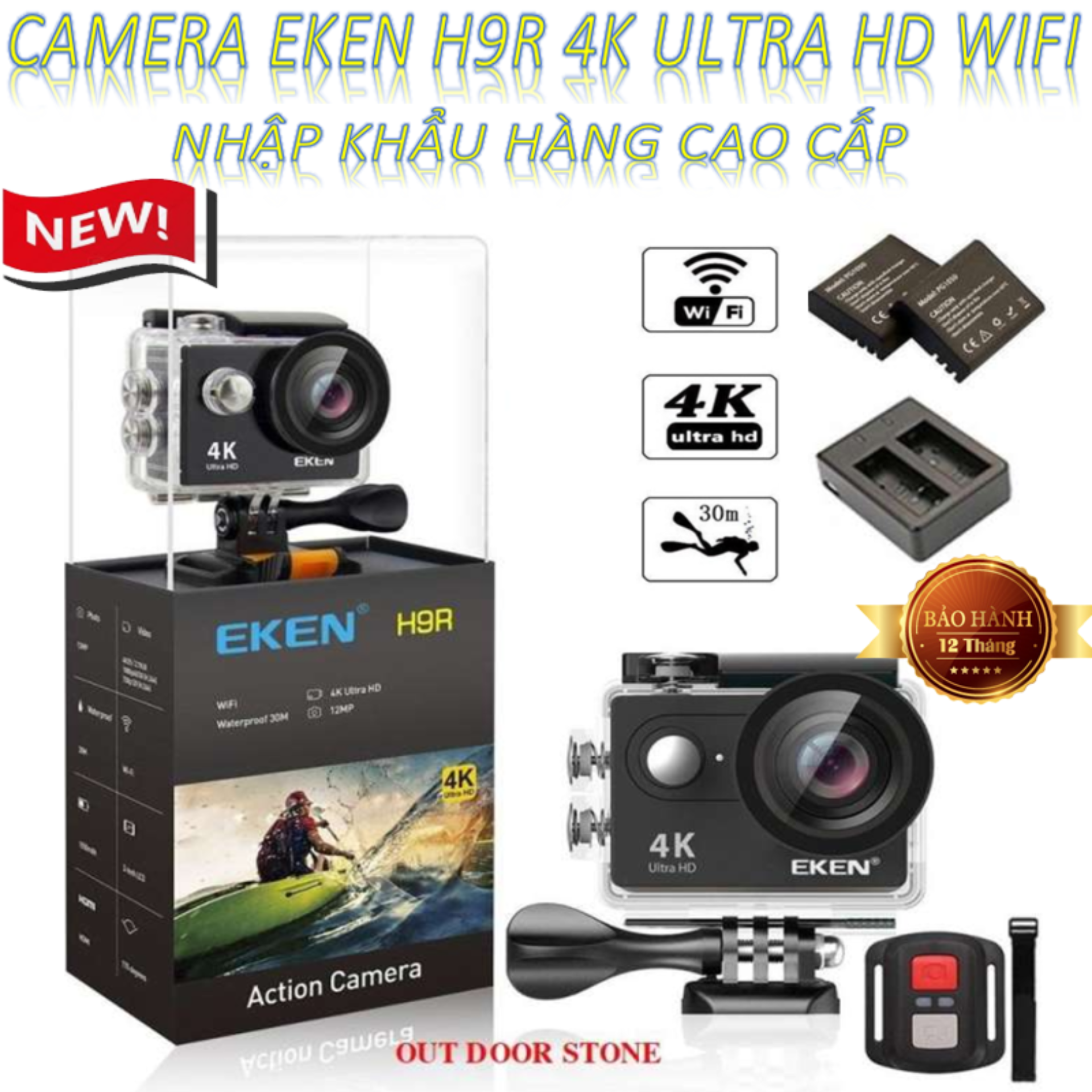 Camera Hành Trình Eken H9R 4K Ultra Hd Wifi Cao Cấp , Giảm Giá Khuyến Mại 50%.