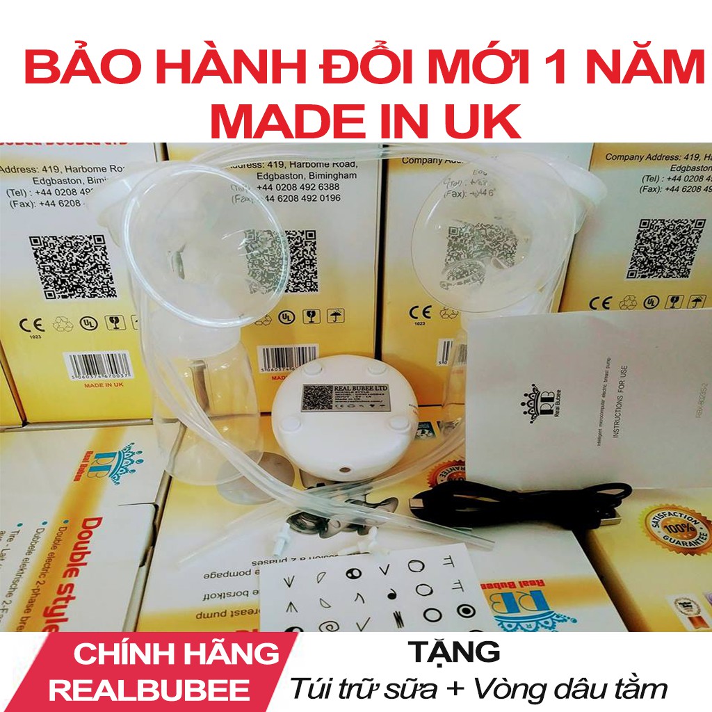 Máy Hút Sữa Điện Đôi Real Bubee UK ( Tặng quà của hãng )