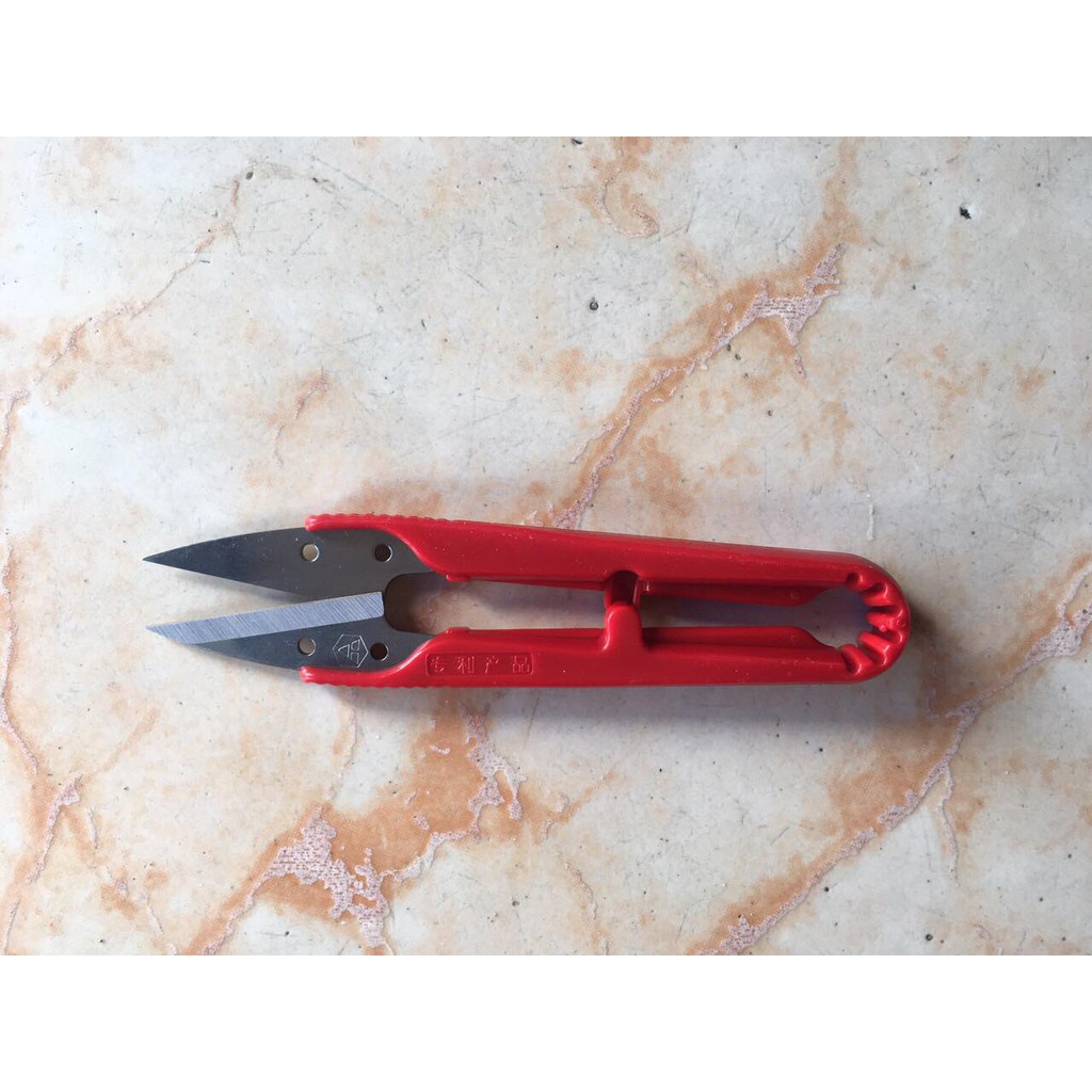 Kéo bấm chỉ lưỡi trắng cán đỏ , kéo bấm chỉ đỏ loại lớn vỉ 12 cây mã pin 1551