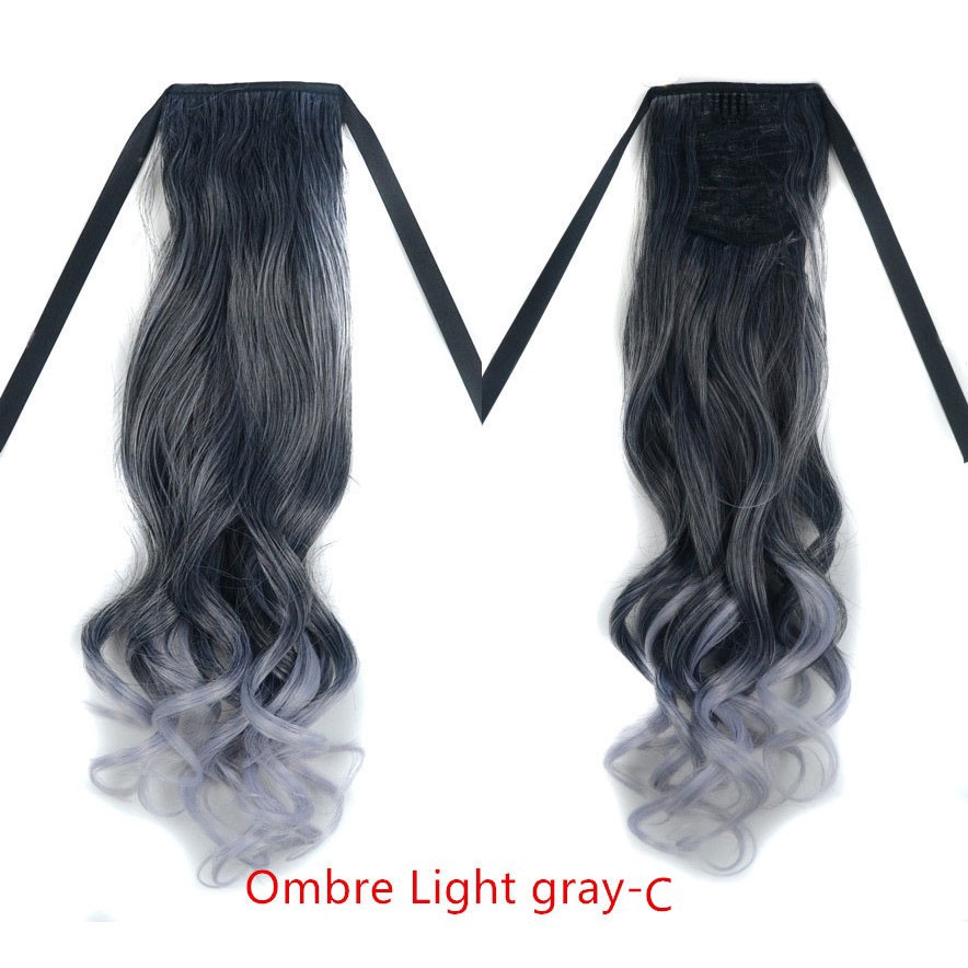 Tóc Đuôi Ngựa Giả 55cm Màu Đen Xám Ombre Thời Trang Cho Nữ