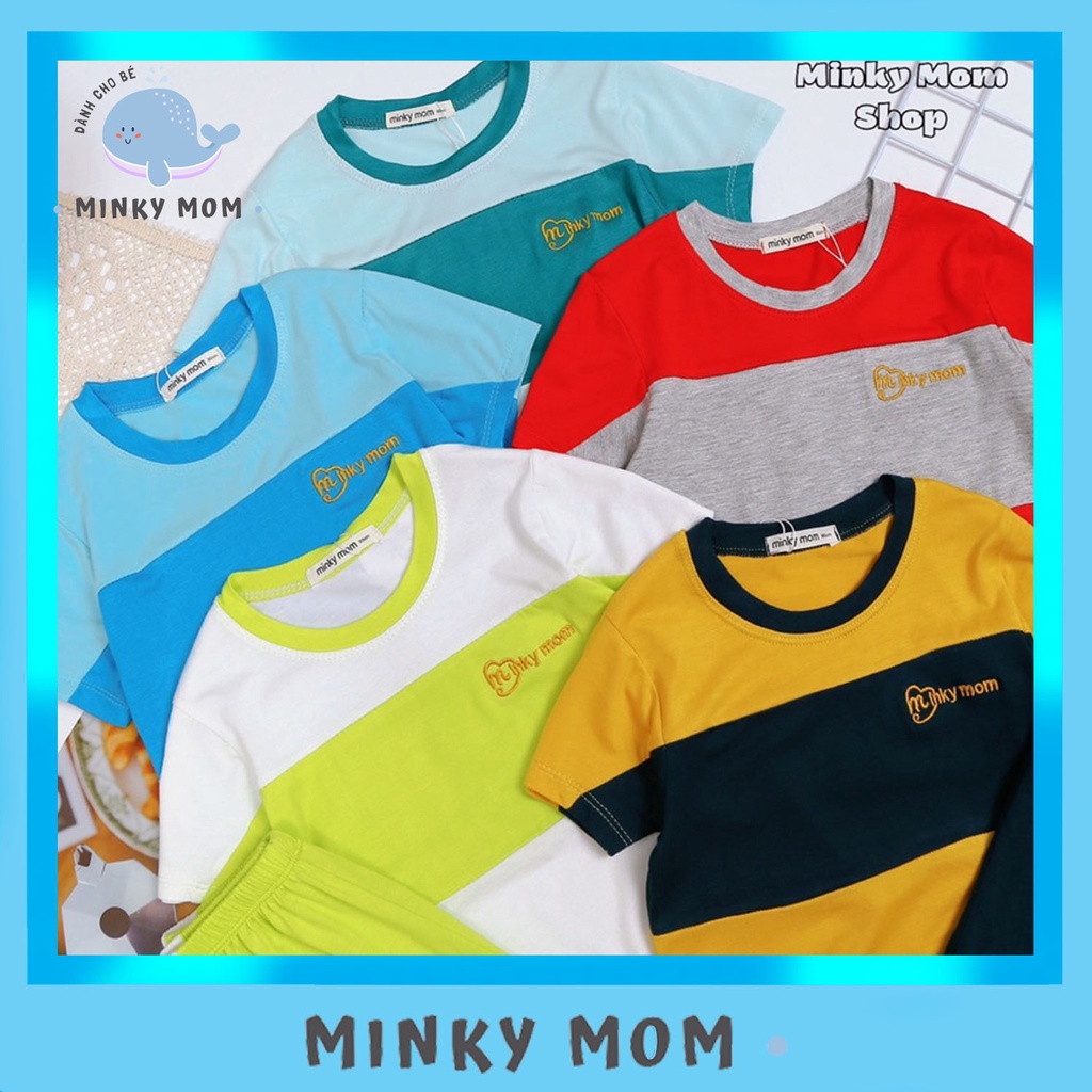 Bộ Cộc  Tay Minky Mom Chính Hãng Bé Trai Bé Gái Thun Lạnh Thêu  Cho Bé (8-28kg) MS008