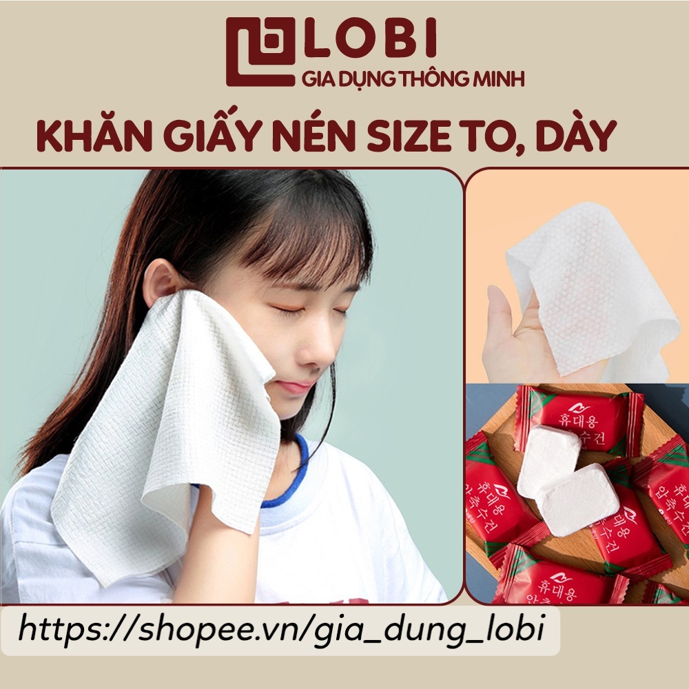 Khăn giấy nén hình viên kẹo dùng 1 lần, khăn nén dạng viên kẹo bỏ túi mini đi du lịch rửa lau mặt