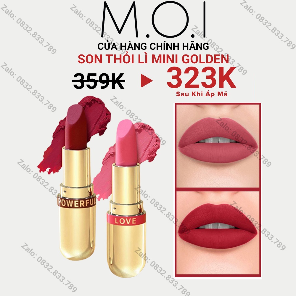 Son Hồ Ngọc Hà MOI Cosmetics Mini Golden Gift bền màu lâu trôi không lem【CAM KẾT HÀNG CHÍNH HÃNG®】‎‎Set 2 cây | BigBuy360 - bigbuy360.vn