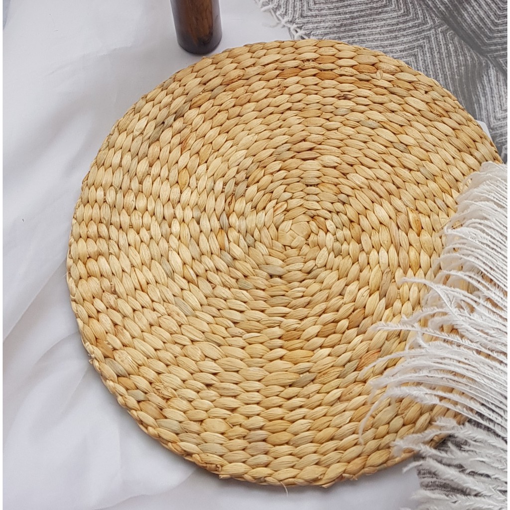 SIZE 40CM  Thảm cói trang trí chụp ảnh, tấm lót cách nhiệt, thảm lục bình decor bàn ăn, bàn tiệc