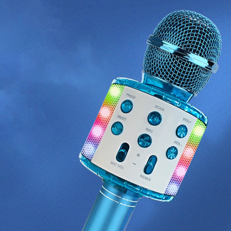 Micro Cầm Tay Không Dây Kèm Đèn LED Dùng Để Hát Cho Bé