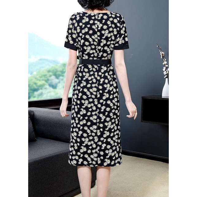 Đầm Trung Niên Sang Trọng Cao Cấp GOTI, Thiết Kế Trẻ Trung Cho Mẹ Dáng Xòe Hoa Tay Ngắn 45~73kg 3337 | BigBuy360 - bigbuy360.vn