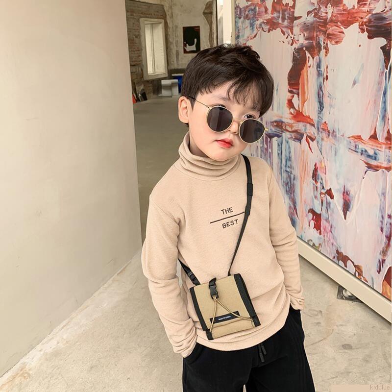 Áo thun chất nhung mềm cổ lọ màu trơn thời trang dành cho bé