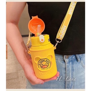 Bình nước giữ nhiệt vịt vàng 450ml g-duck siêu cute kèm dây đeo