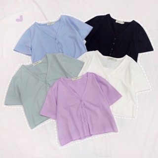 Áo Croptop Nữ Cổ Tim Tay Lỡ Uni Thời Trang Unisex ( 4 màu )