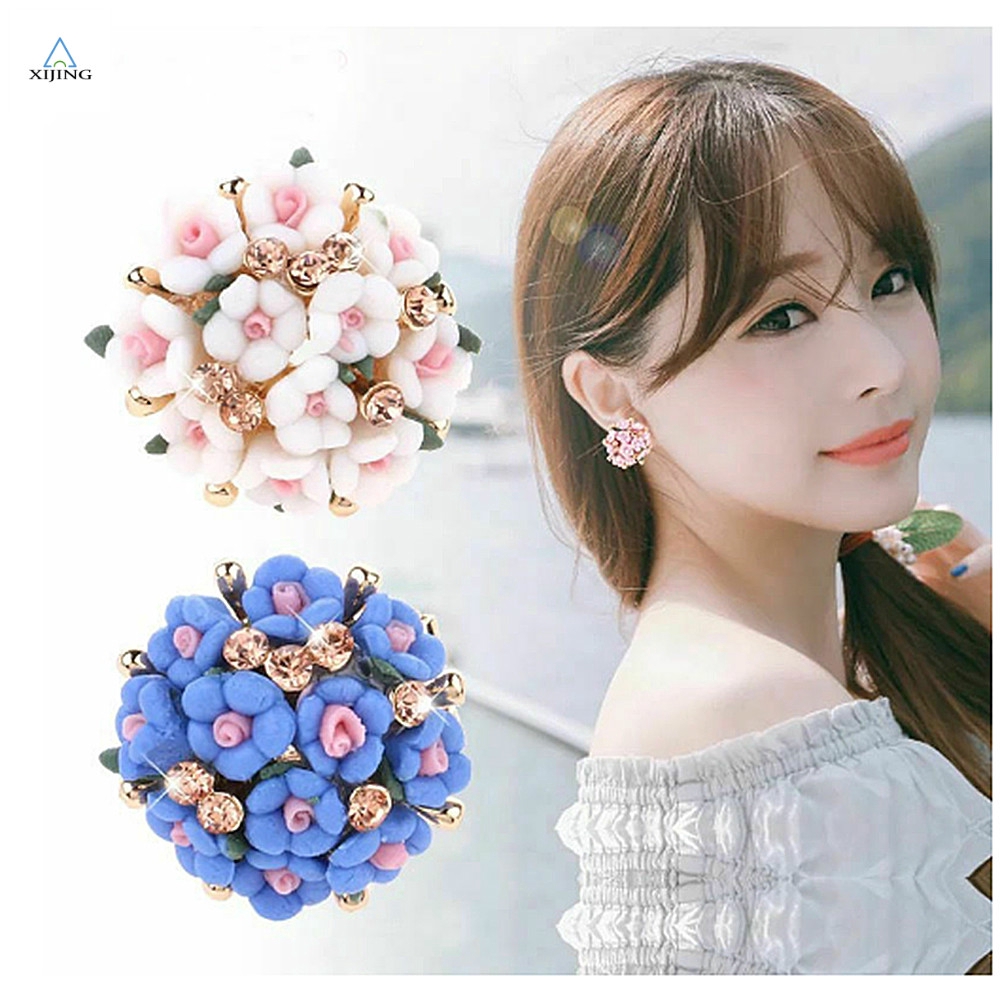 Bông tai hoa sứ phong cách Hàn Quốc dễ thương