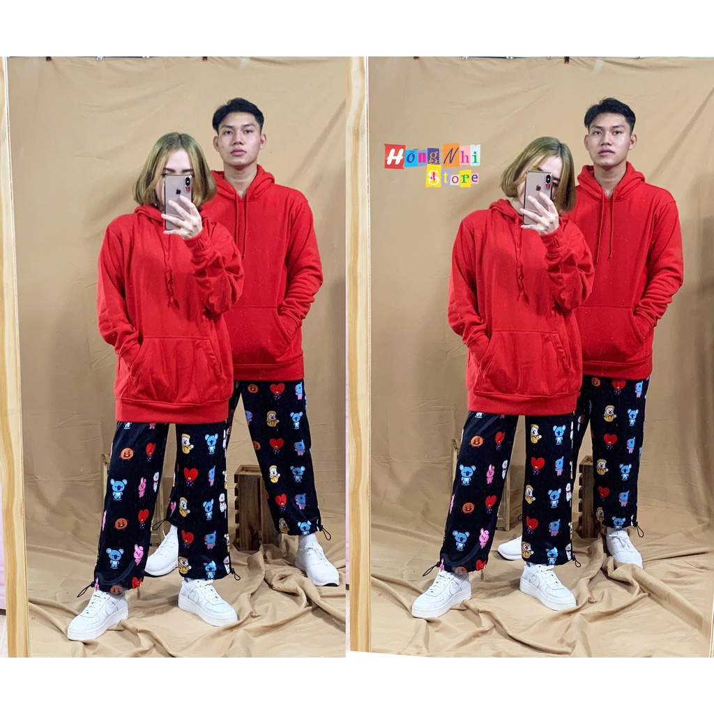 Áo Khoác Hoodie Trơn Ulzzang Unisex Màu Đỏ Tươi Chất Nỉ Bông Cao Cấp Dáng Rộng Nam Nữ - MM