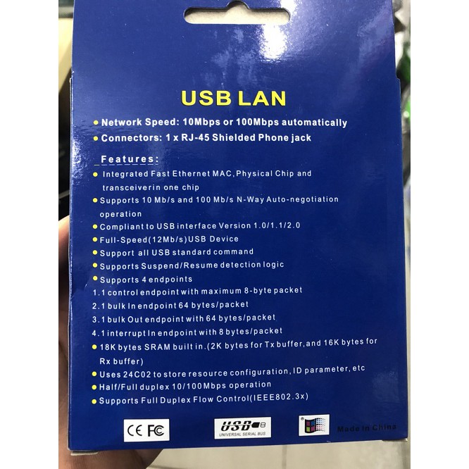 Bộ chuyển đổi USB ra LAN RJ45 (Xanh)