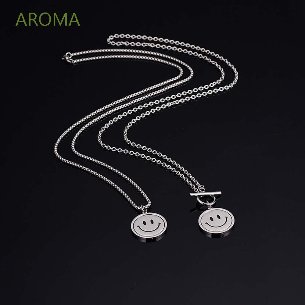 Vòng cổ choker mắt xích hình tròn họa tiết mặt cười phong cách Harajuku trẻ trung