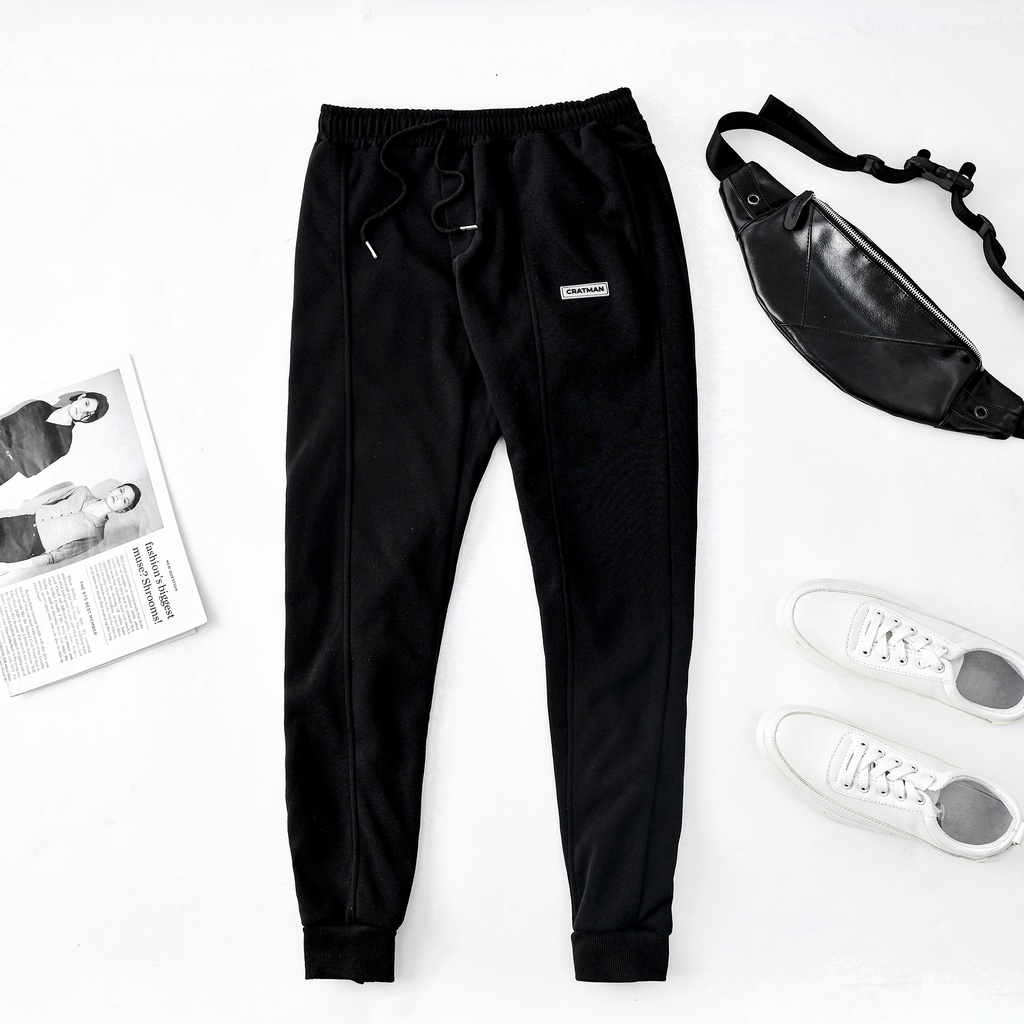 quần jogger nỉ nam CRATMAN chất nỉ bông dầy dặn không xù ấm áp thời trang thanh lịch sang trọng d02