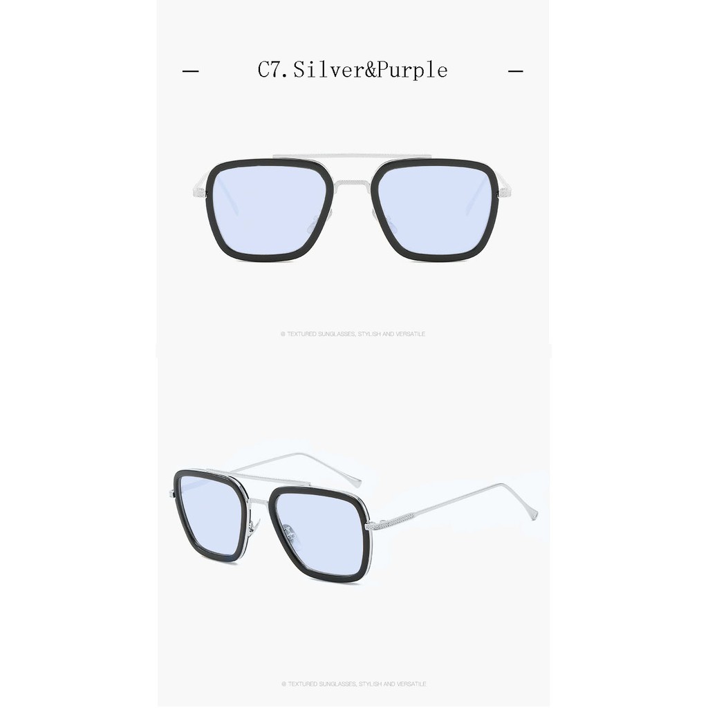 Kính mát gọng vuông phong cách nhân vật Tony Stark phim The Avengers cho nam