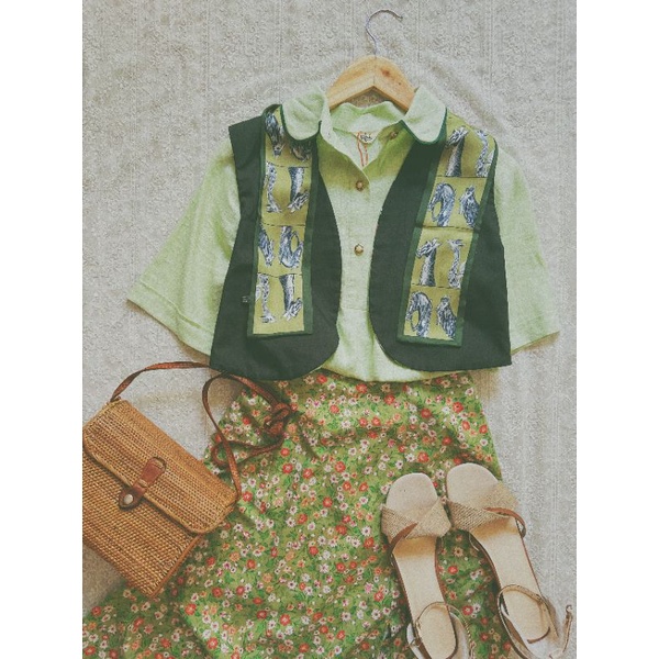 Gilet vintage 2 mặt