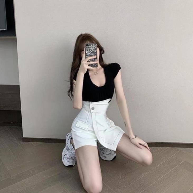 Quần giả váy cạp cao chỉ viền nổi tôn dáng | BigBuy360 - bigbuy360.vn