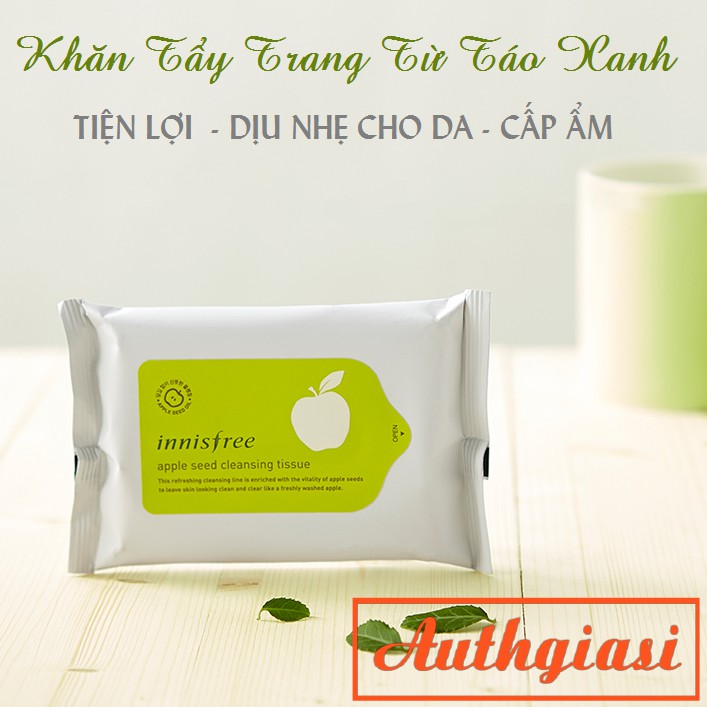 Giấy tẩy trang Innisfree Apple Seed Cleansing Tissue 15-30 miếng/gói | BigBuy360 - bigbuy360.vn