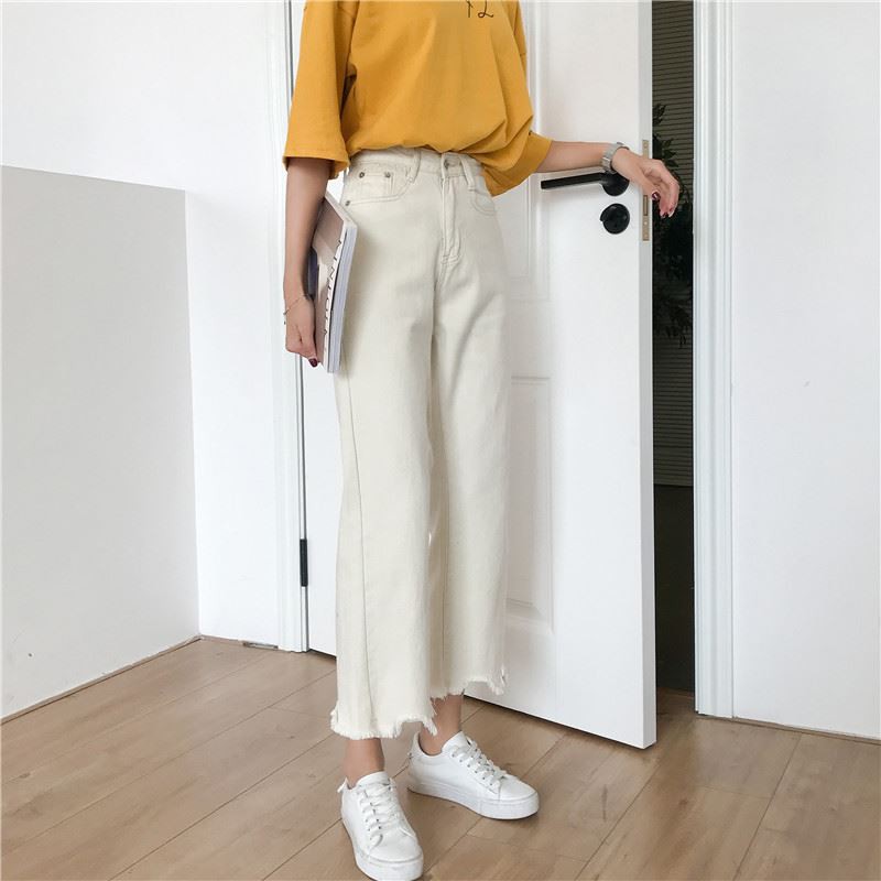 [SẴN] Quần jeans ống rộng nữ lưng cao Ulzzang Quảng Châu QDJ75