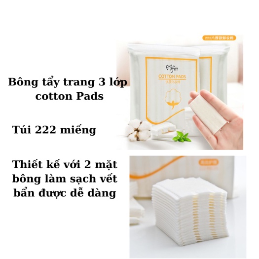 Bông tẩy trang Cotton Pads 222 Miếng Mềm Mịn Tự Nhiên