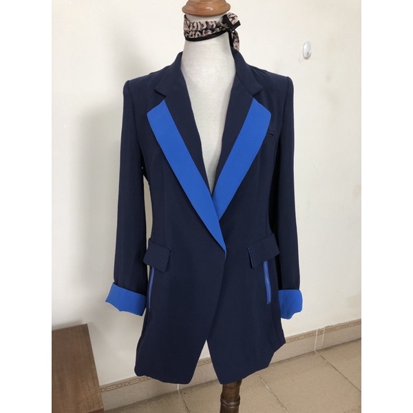 size M to L nhỏ áo vest blazer nữ màu xanh đen phối mới đẹp mỏng vừa tôn dáng 2hand