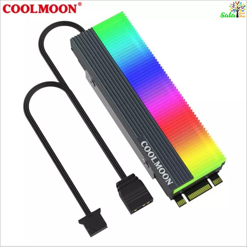 Tản nhiệt SSD m2 2280 Coolmoon Led ARGB,Sync main 5v 3Pin,Sync Hub Coolmoon