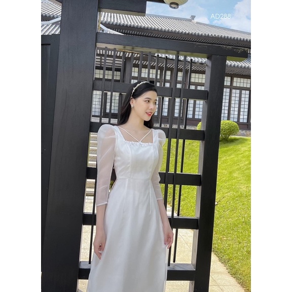 Áo dài nữ điệu đà cổ U vuông, xinh xắn ÁO DÀI THANH PHONG M50
