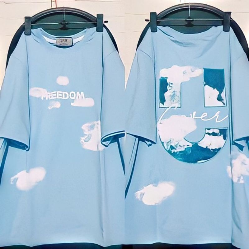 Áo thun cotton hình đám mây HOT nhất Freesize 68kg
