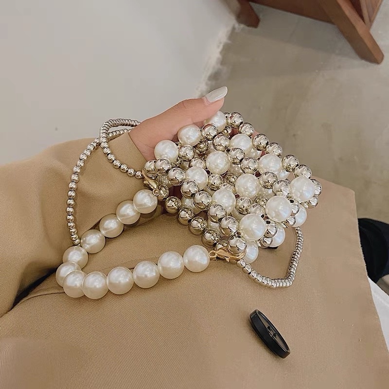 Túi xách mini xâu chuỗi ngọc tiểu thư kèm feedback thật