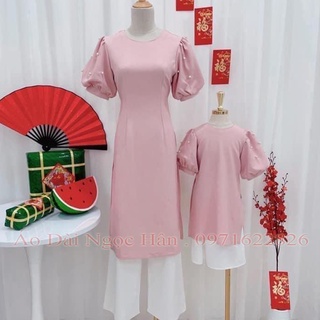 Áo Dài Cách Tân Nữ Tay Bồng Đính Cườm TK02