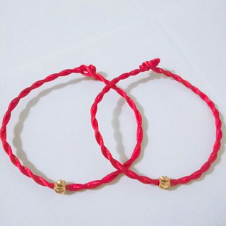 (2 cái) Cặp vòng tay chỉ đỏ hạt bi vàng may mắn (ảnh thật)