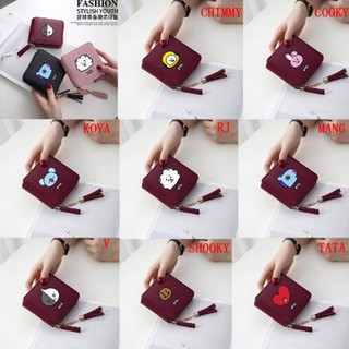 Short wallet with zipper, printed with cute BTS group mascots