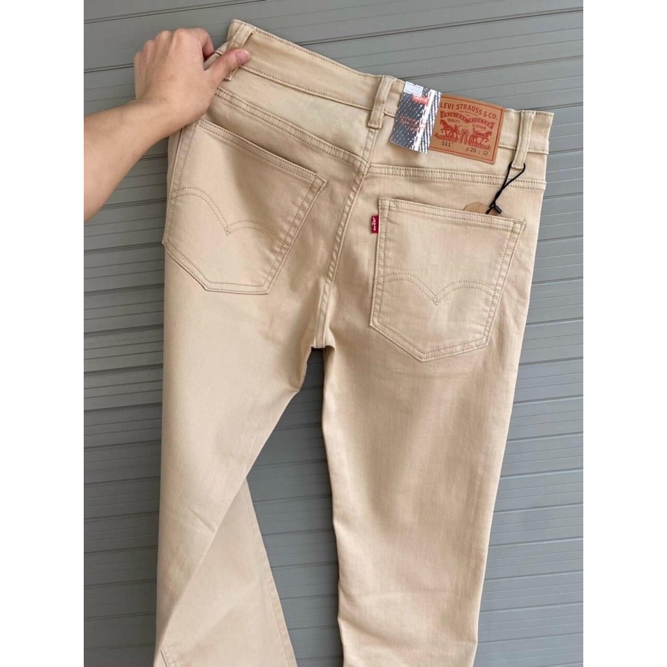 Quần Kaki Nam Cao Cấp màu bò, Quần bò Nam dáng đứng slimfit, Chất vải co giãn HAIANJEAN