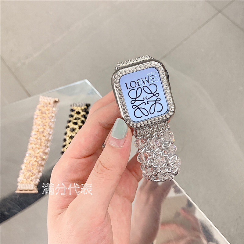 Sang Trọng Dây Đeo Đồng Hồ Thay Thế Bằng Kim Loại Đính Đá Cho iwatch series 8 7 6 5 SE 4 3 2 49mm 41 45 mm 44 40 mm 42 38 mm