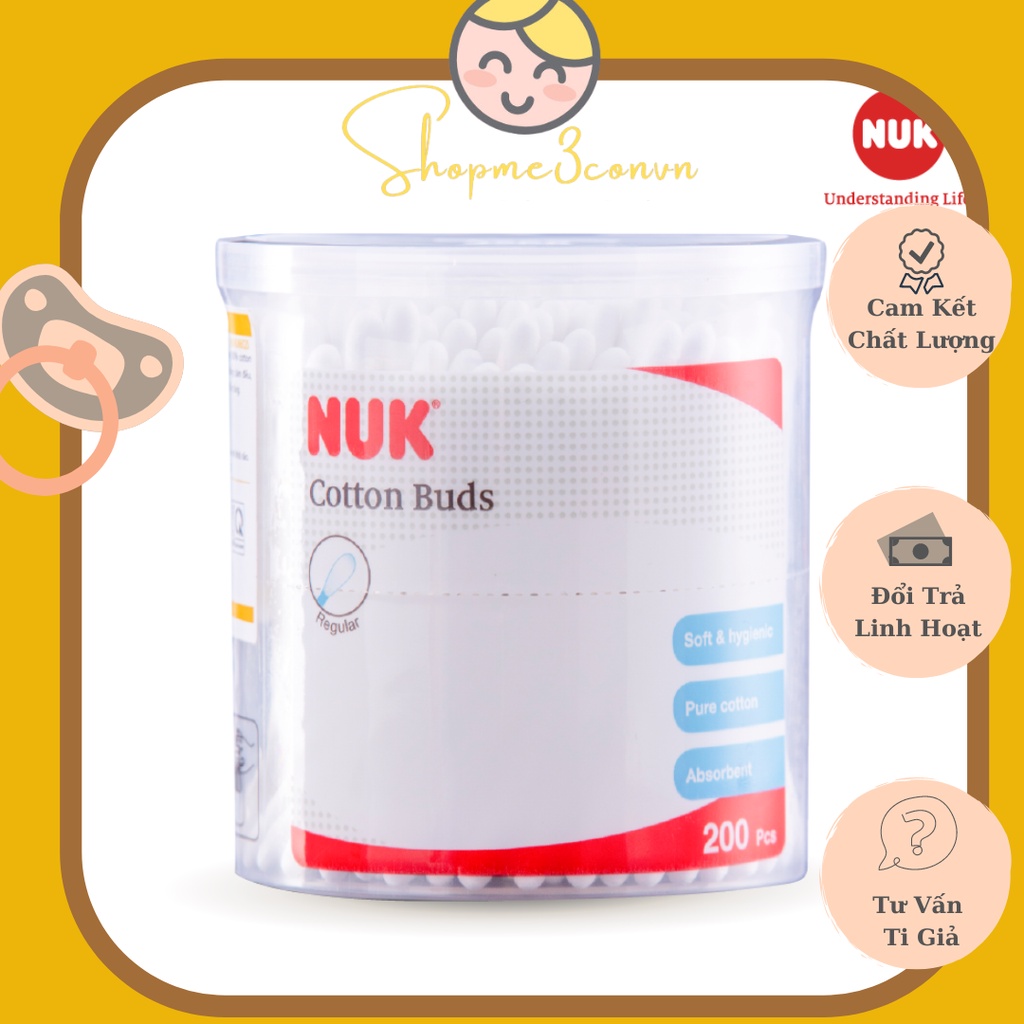 Tăm Bông Ngoáy Tai NUK Cho Bé Từ Sơ Sinh ( Hộp 200c )