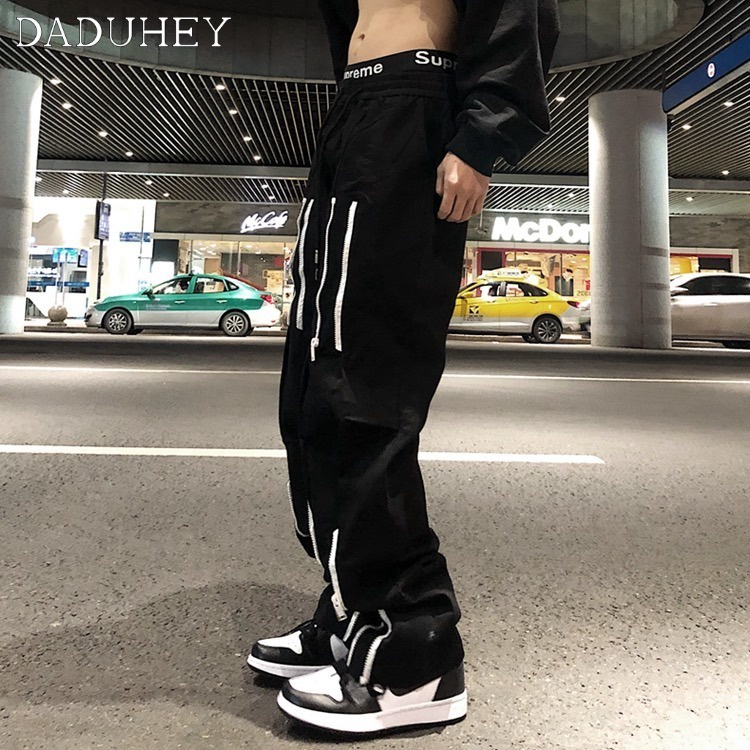 DaDuHey Men's Autumn Trendy Korean Wild Loose Track Pants Ins High Street Fashion Zipper Casual Pants