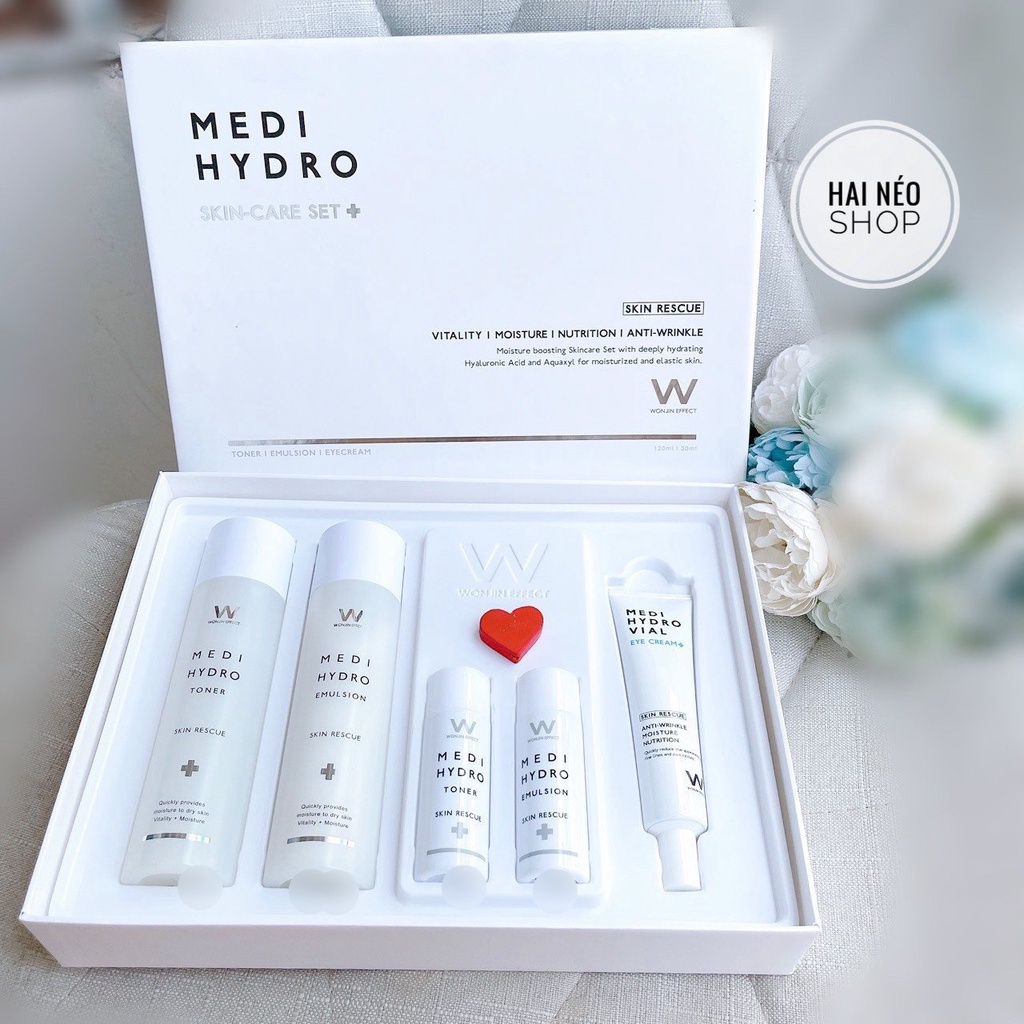 [ĐỌC KỸ MÔ TẢ] Set dưỡng trắng da căng bóng WONJIN EFFECT MEDI HYDRO SKIN-CARE SET (Hàn Quốc)