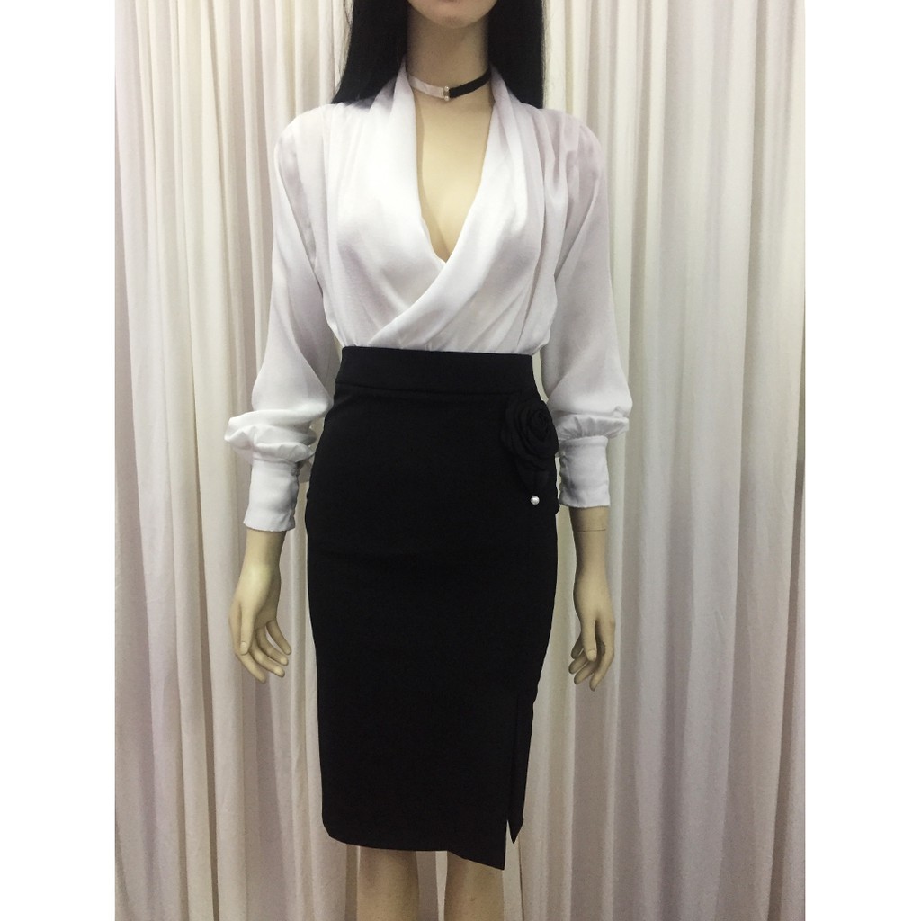 Chân Váy Nữ 💖𝑭𝒓𝒆𝒆𝒔𝒉𝒊𝒑💖Chân Váy Công Sở Màu Đen Xẻ Trước | BigBuy360 - bigbuy360.vn