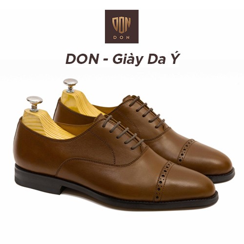Giày Buộc Dây Prato Oxford Đế Êm, Nhẹ Như Giày Thể Thao, Da Bò Thuộc Italia, Màu Nâu Thương Hiệu Don Italiano