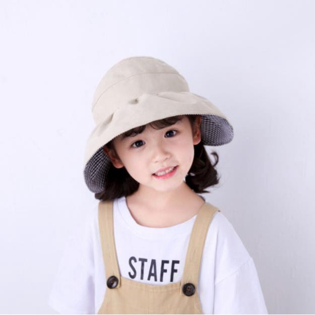 Mũ Vải Trẻ Em Rộng Vành Nửa Đầu Kèm Dây Nón (hàng quảng châu cao cấp)