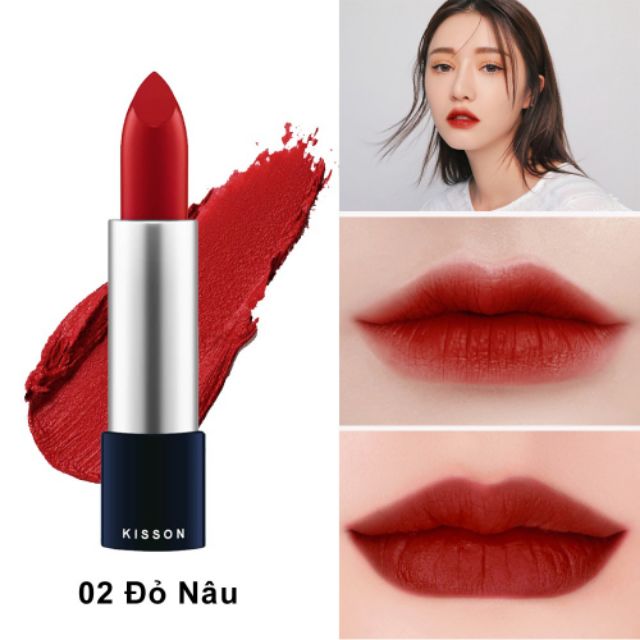 Son Lì KISSON MATTE LIPSTICK #01 Màu Đỏ Tươi