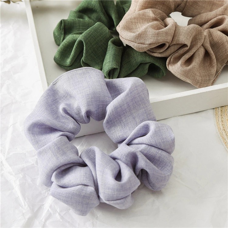 Dây buộc tóc vải Scrunchies trơn vải thô - Mã SC021