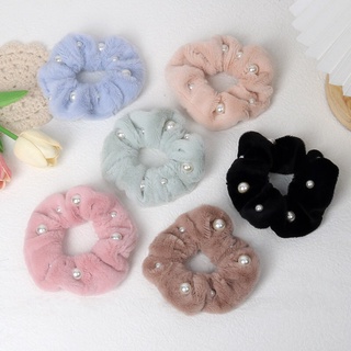 Buộc Tóc Scrunchies Lông Xù Đính Ngọc Trai Nhân Tạo Phong Cách Hàn Quốc Ngọt Ngào HOT TREND PKTL0081