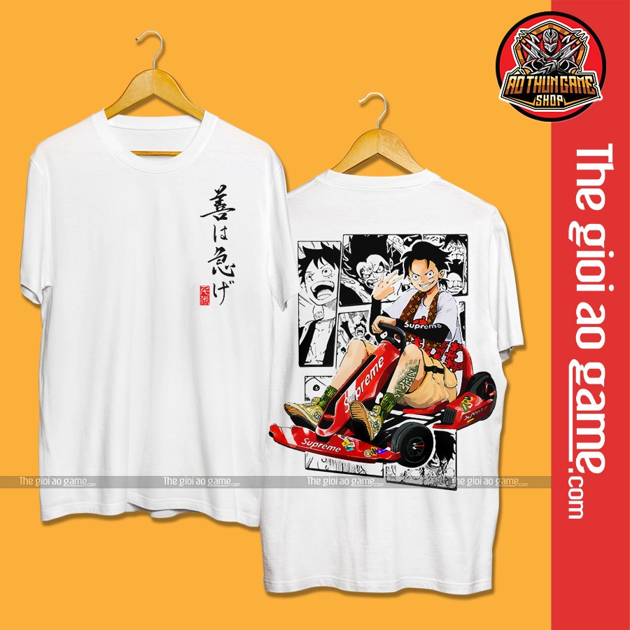 Áo one piece luffy nam nữ Áo thun one piece luffy trắng form rộng unisex cotton co giãn thoáng mát TGAG 03