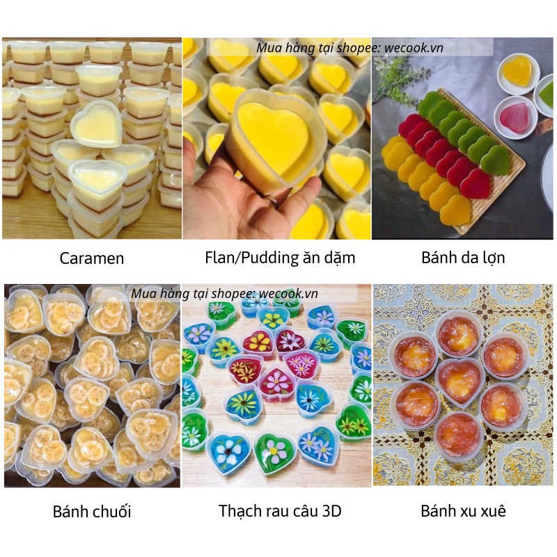 Hộp làm bánh flan caramen có nắp - Khuôn nhựa làm bánh da lợn, xu xê,sữa chua, thạch rau câu, trữ đông ăn dặm