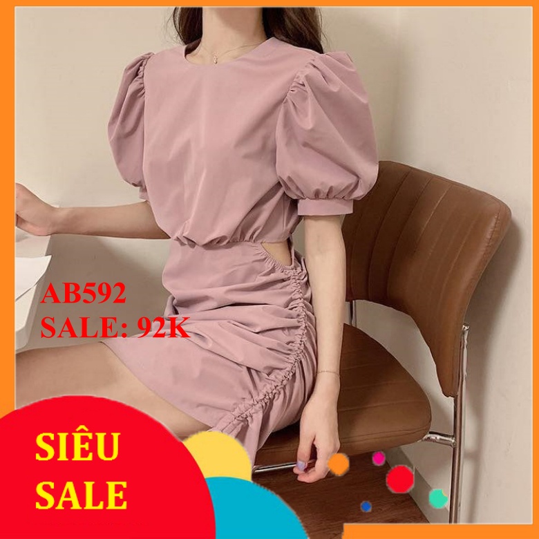 *( Hàng có sẵn) Đầm Cut Eo Rút Sườn_AB592
